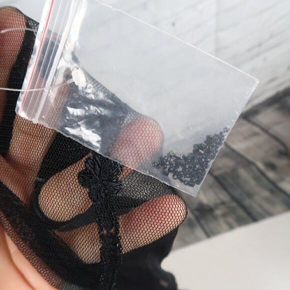 STERLING STYLES VINTAGE BLACK SLEEVELESS SHEER BEADED OVERLAY SHIFT DRESS SIZE L - Picture 9 of 9